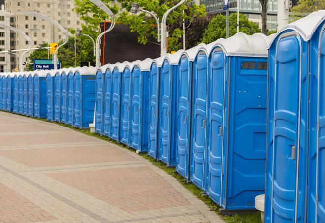 Seasonal porta potty units set up at a Olympia, Washington venue