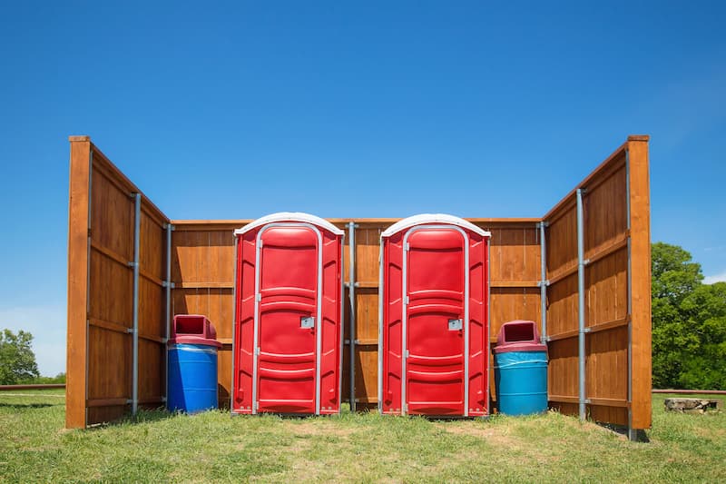 Short-term porta potty units staged for delivery in Olympia, Washington